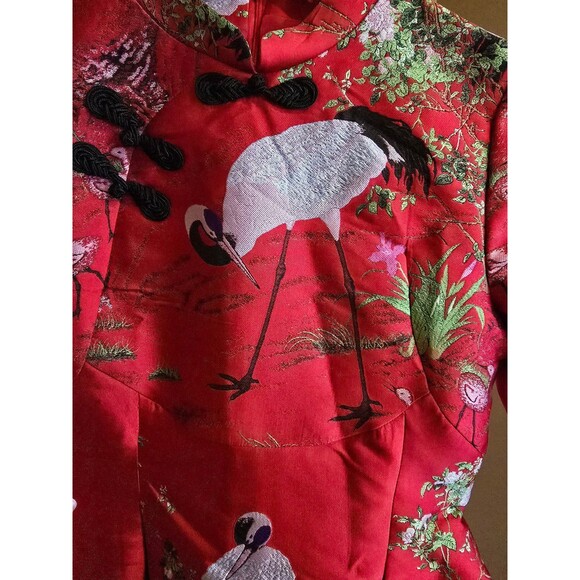 Crane print QiPao Dress size medium - Picture 2 of 9